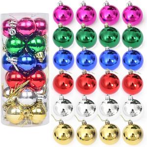 AllBeauty 24ct 40mm Christmas Balls Ornaments Essential Christmas Tree Decorations Shatterproof Indoor for The Home Holiday Party Decoration (4CM/6Colors, 24ct)