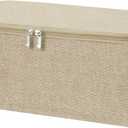 ANMINY Storage Bins with Zipper Lids 13 Qt Lidded Fabric Storage Boxes Baskets Cubes with Handles Collapsible Washable Cotton Linen Closet Shelf Clothes Organizer Containers - Beige, Small