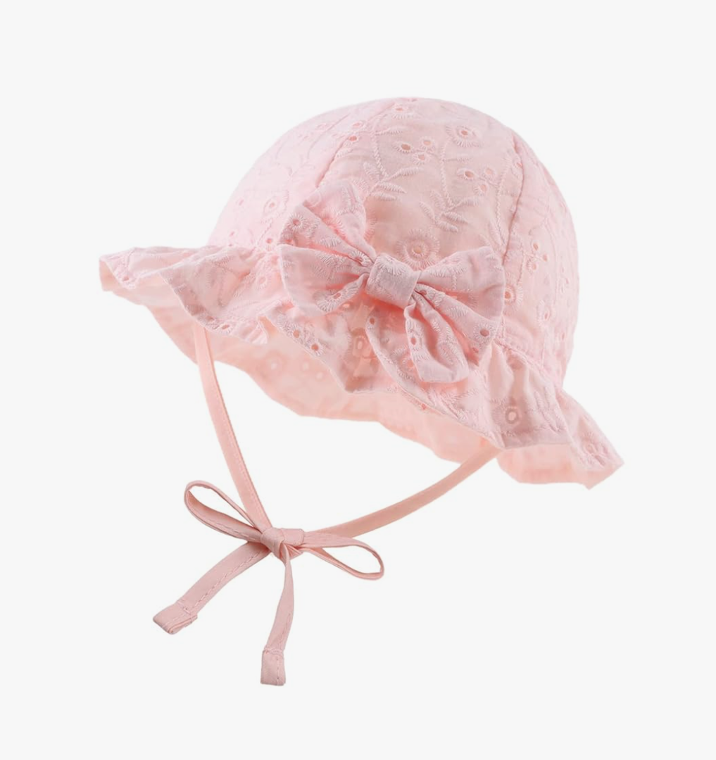 JANGANNSA Bow Baby Girls Summer Hat Flower Toddler Girls Sun Hat Cotton Breathable Infant Hat Rose 5 size