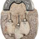 Scottish Hand Made Geuine Leather Full Dress Sporran for Kilts-Sporran for Men-Kilt Aceessory (Brown Rabbit Fur With Thistle Antique Cantle)