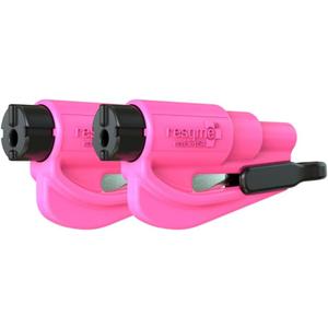 resqme Pack of 2,The Original Emergency Keychain Car Escape Tool, 2-in-1 Seatbelt Cutter and Window Breaker, Made in USA, Pink - Compact safety hammer