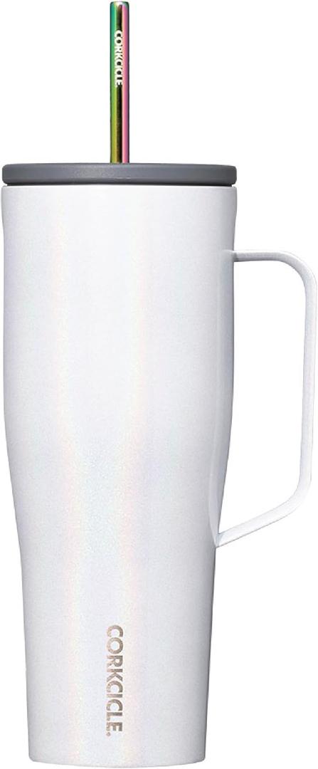 Corkcicle Cold Cup XL Insulated Tumbler with Handle, Lid, & Straw, Berry Punch, 30 oz – Reusable Cupholder Friendly Water Bottle Keeps Drinks Cold 12hrs
