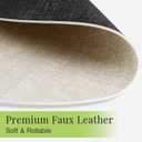 13-Inch Faux Leather Round Placemats Set of 6, Waterproof Anti-Slip Dual Sided Place mats, Heat Resistant Washable Table Mats with Coaster, Suitable for Indoor & Outdoor (6, Black Beige)