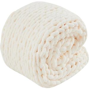 Chunky Knit Blanket Crochet Blanket Thick Crochet Blanket Suitable for Sofa Bed and Home Decoration (Milk Yellow, 50in*60in)