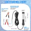 Geelin 12v 10w Green Underwater Fishing Light Submersible Lure Bait LED Fishing Attracting Light Night Green Glow Finder Lamp for Pool Boat Sea Ice Crappie Squid Shad Shrimp