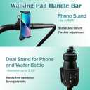 Walking Pad Handle Bar Attachment, with Phone and Water Bottle Holders, Fits Walking Mats Up to 21.5", Adjustable Treadmill Handlebar, Treadmill Stand Feet with Non-Slip Rubber, Easy to Assemble