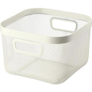 AJIODA Metal Mesh Steel Baskets, Household Wire Storage Organizer Bin Garden Harvest Basket Multi-functional Fruit Baskets with Handles for Kitchen Bathroom Picnic Shopping Decor Cabinet Home, Beige