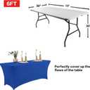 IVAPUPU 2 Pack 6FT Table Cloth for Rectangular Fitted Events Stretch Royal Blue Table Covers Washable Spandex Tablecloth Protector for Party, Wedding, Cocktail, Banquet, Festival