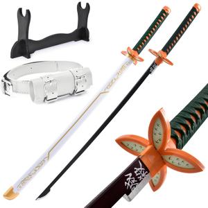 Demon Slayer Sword 41inch,with Display Stand and Belt, Rengoku Sword/Tanjiro Sword/Zenitsu Sword/Anime Original Texture,for Demon Slayer Cosplay and Collection, Medium