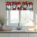 2 x Gnome Christmas Curtains Valance, Christmas Window Valance Curtains, Christmases Decorations Kitchen Window Decor, Red Xmas Tree Short Curtain Drapes for Living Room Bedroom 51x18 in