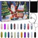 Christmas Crystal Advent Calendar 2025 - Healing Stones Kit with Crystal Necklace Holder, Magnifier, and Storage Bag, Holiday Gift for Kids and Adults, 24 Boxes Gemstone Countdown Calendar to Christmas Family Toys Gift