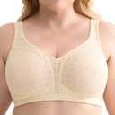 Wingslove Women's Minimizer Bra Lace Wireless Full Coverage Non-Padded Plus Size No Underwire Everyday Comfort(Light Skin,42DD) (Beige)