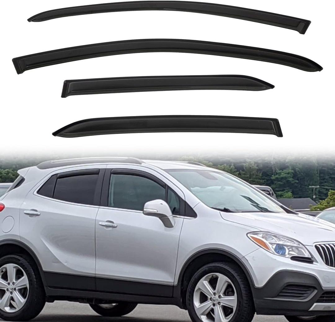 4pcs Out-Channel Smoke Tint Rain Guard compatible with compatible with 2013-2022 Encore/Trax Tape-On Acrylic Vent Deflector Window Visors Car Accessories