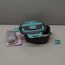 Geveniss Electric Lunch Box for Men, Women & Adults - 80W Fast Heating - Heated Lunch Box with Dual 1.5L SS Containers - Portable Food Warmer for Car, Truck, Office (Blue)