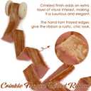 2 x HUIHUANG Cinnamon Velvet Ribbon 1 inch Frayed Velvet Ribbon Orange Crinkled Silk Velvet Ribbons for Ornaments Crafts, Christmas Tree Decoration, Fall Decor, Wreaths, Gift Wrapping, Flower Bouquet