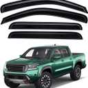 Lightronic Extra Durable Outside-Mount Auto Vent Window Visor, Fits 2022-2025 Nissan Frontier, Crew Cab, UV Protection Rain Guard, Original Wind Deflector, No-Drill Easy Install, Dark Smoke, 4-Pcs