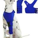 ROZKITCH Dog Leg Leg Sleeve, Anti-Lick Wound Protector for Front Left Legs Adjustable & Breathable Dog Surgery Sleeve for Joint Pain Relief for Medium Dogs Blue L (L(Leg Girth: 6.3"; Leg Length:8.2"))