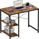 Pamray 32 Inch Small Computer Desk with Shelves, Home Office Desk with Headphone Hook for Bedroom, Study Writing PC Table for Small Spaces, Vintage