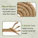 Natural Jute Rope (3/4 Inch x 100 Feet) Thick Hemp Rope Twisted Manila for DIY Crafts, Deck Railings, Hanging Swing, Nautical Decorating