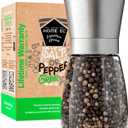 HOME EC Original Stainless Steel Salt or Pepper Grinder 1pk - Adjustable Ceramic Sea Salt Grinder or Pepper Mill - Tall Glass Spice Shaker - Spice Mill w/EBook