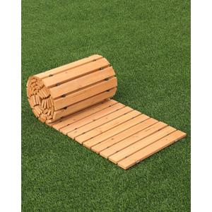 VEVOR 12 ft L x 17 in W, Non-Slip Straight Cedar Wood Garden Walkway, Roll Out Path with Wire Rope Connection, Brown