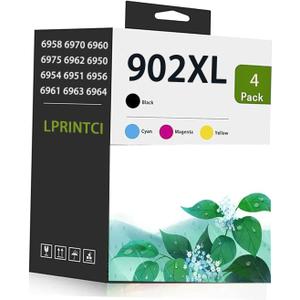 902XL High Yield Ink Cartridges Combo Pack Replacement for OfficeJet Pro Series 6978 6968 6963 6964 6962 6950 6954 6951 6960 6975 Printers 4 Pack (B C M Y)