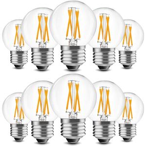 BRIMAX 10 Pack G16.5 LED Light Bulbs 40 Watt, E26 Dimmable Small Globe LED Bulbs 4 Watt Edison Bulb 2700K Warm White,AC120V,Flicker Free for Ceiling Fans Pendant Chandelier Vanity Wall Sconce