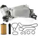 Engine Oil Cooler Filter Housing Assembly Adapter with Gaskets Compatible with 2008-2019 Chevy Cruze Sonic Aveo Malibu, Buick Cascada, Pontiac G3, Saturn Astra 1.6L 1.8L Replaces 918-432 25199751