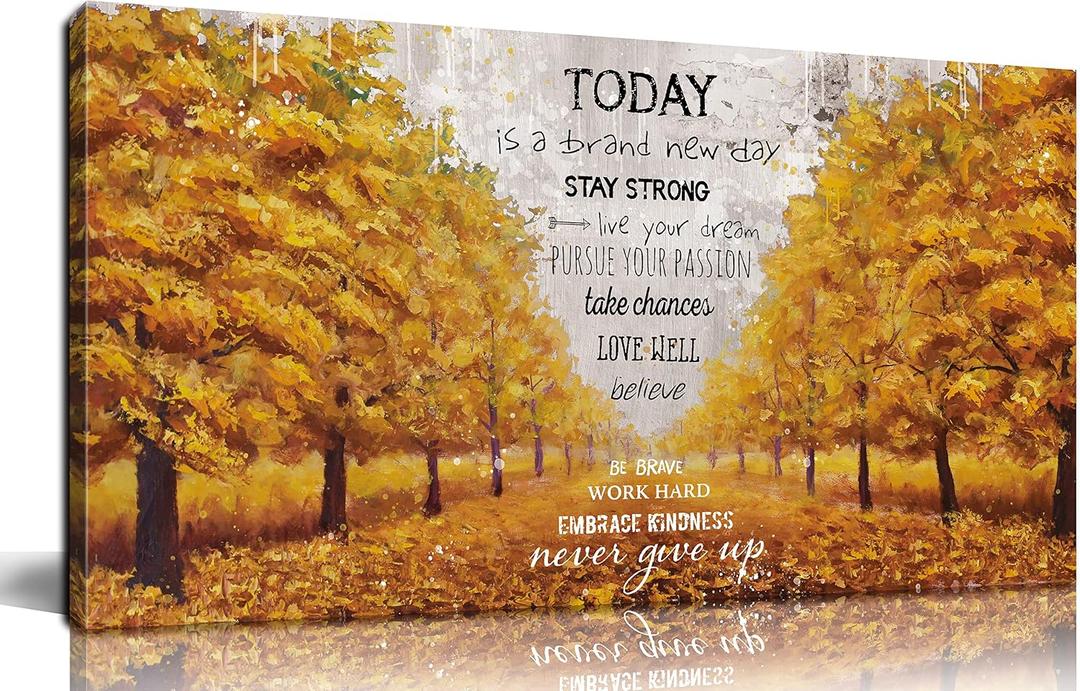 CGXART Motivational Canvas Wall-Art - Yellow Wall Decor - Inspirational Posters for Office Ready to Hang Size 20" x 40"