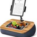 Lap Beanbag Tablet Pillow Stand, Adjustable iPad Holder with Snack Bowl,360 Rotating Clip for 4.7-13" Kindle, Phone, Tablet. Ideal for Hands-Free Reading and Relaxation on Bed, Couch, Recliner, Gray