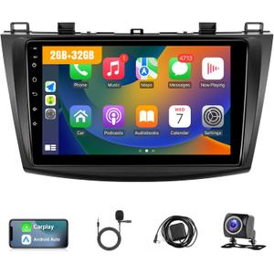 Leadfan Car Stereo for Mazda 3 2009 2010 2011 2012 2013 Radio with Wireless Carplay Android Auto,9 Inch Touch Screen, Bluetooth,GPS,WiFi,SWC,Backup Camera