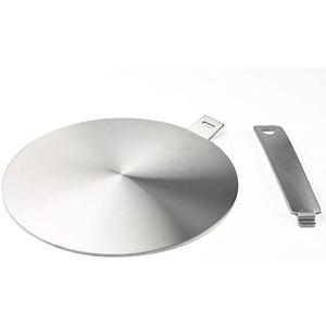 Induction adapter, converter disc for induction cooking plate, heat diffusion plate with detachable handle and base, 20 cm