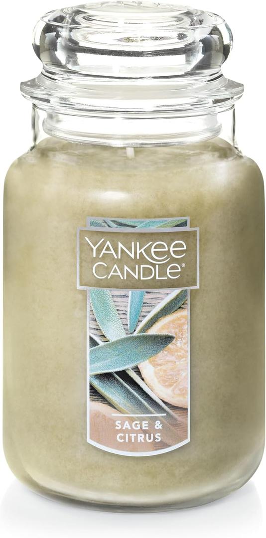 Yankee Candle Sage & Citrus Scented Classic 22oz Large Jar Single Wick Candle Over 110 Hours of Burn Time Ideal for Home Decor and Gifts