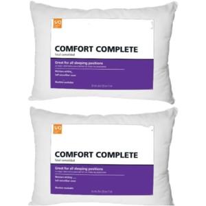 Comfort Bed Pillow Queen Size: Hotel Quality Set of 1 - Stomach, Down Alternative Microfiber Filled for Back, Slide Sleepers, Skin Friendly & Breathable