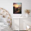 Western Cowboy Pictures Wall Decor Sunset Desert Landscape Prints Art Vintage Western Canvas Wall Art Mountain Painting Artwork For Living Room Bedroom Office Home Decorations Gifts For Men Women  (16"L x 12"W)