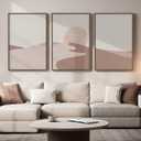 Large Framed Neutral Abstract Desert Wall Art for Living Room, 24x36 Inch, 24" W x 36" H x 3Pcs