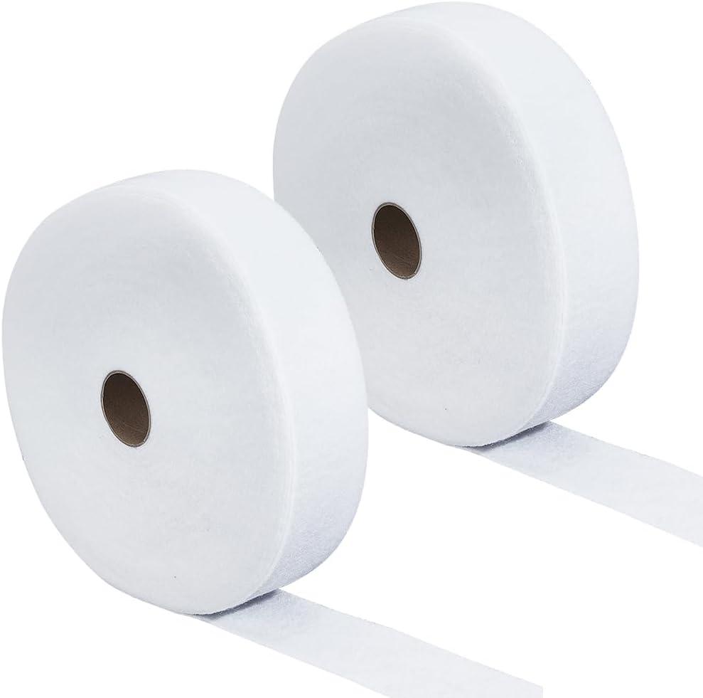 CRASPIRE 2 Rolls Jelly Roll Batting Strip Jellyroll Rug Cotton Blend Fabric Strips 72 Yards x 2 1/4 Inch White Cloth Upholstery Punched Quilt Strip for Braided Throw Quilts Needle DIY Sewing Projects (36.09 yard x 2.2 inch(33m x 5.6cm))