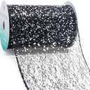 CT CRAFT LLC Sparkling Glitter Mesh Wired Ribbon 6" x 10 Yards Black for Christmas Home Decor Bow Gift Wrapping DIY Crafts Wreath