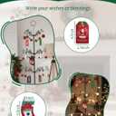 Riciakik 75 Metal Christmas Tree, Christmas Ornament Display Stand Tree with Hooks, Freestanding Wrought Iron Christmas Tree with 100 LED Lights, 54 Balls, 2 Mini Stockings & 6 Xmas Cards