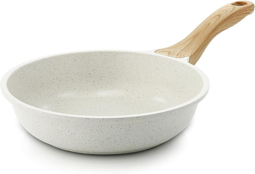 SENSARTE Nonstick Ceramic Frying Pan Skillet, 8-Inch Omelet Pan, Healthy Non Toxic Chef Pan, Induction Compatible Egg Pan with Heat Resistant Handle, PFAS-Free, White (8 Inch, White)