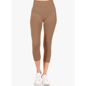 FashionJOA Women's Casual High Waist Solid Seamless Capri Leggings,  ONE SIZE