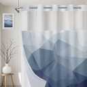 No Hook Shower Curtain with Snap in Liner and Sheer Window, Blue Modern Geometric Fabric Shower Curtain Set for Bathroom Decor, 15-Second Quick Install, Abstract Irregular Ombre, 71"X74"