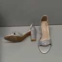 Allegra K Women's Glitter Ankle Strap High Chunky Heel Sandals (Silver, M) US 8.5