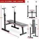Lmdex Adjustable Weight Bench Press with Squat Rack Folding Multi-Function Dip Station for Full Body Workout Home Gym Strength, 260LBS, Red