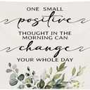 Motivational Inspirational Wall Decor,One Small Positive Thought in the Morning Can Change Your Whole Day Canvas Banner Flag,Positive Affirmations Wall Decor for Office Home Bedroom Bathroom (Inspirational (cream-coloured))