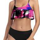 Beautikini Period Swimwear for Teen Menstrual Leakproof Ruffle Bikini Set Period Bikini Swimsuits Bathing Suit for Teen Girl (X-Small, Black Print)