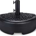 Home Zone Living 40lb Half Round Fillable Patio Umbrella Base Stand, 18in, Pole Holder, Water or Sand, Fits Poles Up to 1.9in(48mm) Diameter, UV Resistant, Lawn, Deck, Backyard, Garden, USA-Based