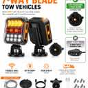 Solar Wireless Trailer Lights - Turn/Brake/Tail/Reverse Modes, Magnetic Towing Lights with Reflectors, 100FT 2.4GHz, USB-C Rechargeable, IPX6 Waterproof for Truck, Boat, RV