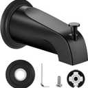 Universal Bathtub Tub Spout with Diverter, Fits 1/2" Slip-Fit Copper Pipe Connection, Pull Down Bathtub Faucet Spout Replacement, Includes Metal Cover Ring (Matte Black)