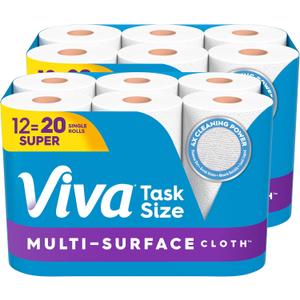 Viva Multi-Surface Cloth Paper Towels, Choose-A-Sheet Size, 12 Super Rolls, 81 Sheets per Roll 